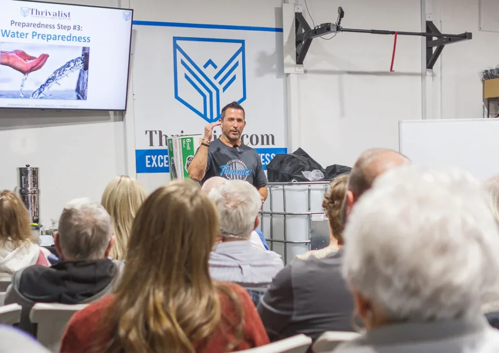 Marcello Surjopolos, owner of Thrivalist and Ready Harvest, teaching emergency preparedness course